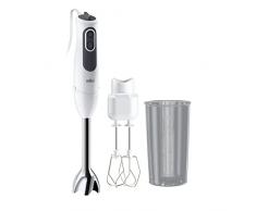 Braun MultiQuick 3V, MQ3105B, 750W,Frullatore a immersione, 11 velocità, tecnologia Splash Control, parti lavabili in lavastoviglie, Bicchiere in plastica BPA-free 600ml, nuova doppia frusta, Bianco