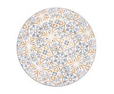 H&H Capri Set Piatti Piani, Stoneware, Grigio/Arancione, 6 unità