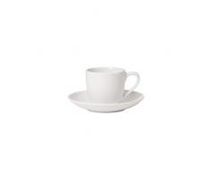 Villeroy & Boch FOR ME - Set da Espresso, Set 2 Tazze caffè con Piatto, Porcellana Premium, Bianco