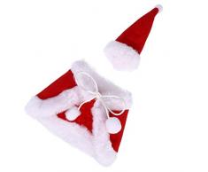 Amosfun - Set di 4 copribottiglia di vino di Natale, mini cappellino da Babbo Natale, maglione, champagne, panno di stoffa, forchette, porta sacchetto, cappello lecca-lecca