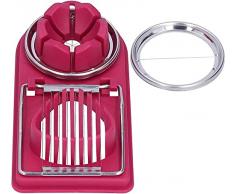 HEIMP Tagliauova in acciaio inossidabile, 3 in1Multifunzionale 20 x 9 cm con 2 anelli tagliauova for uova tagliate e alcuni frutti di bosco Affettatrice (Color : Rose Red)