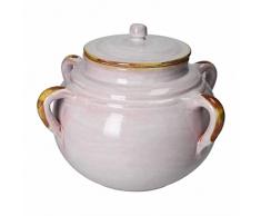 LEGUMIERA Bianca in Terracotta con 4 Manici in Ceramica