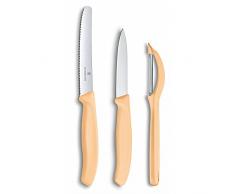 Victorinox 6.7116.31L92 Swiss Classic, set composto da pelapatate universale, coltello da tavola e coltello da verdura, in acciaio inox, arancione chiaro