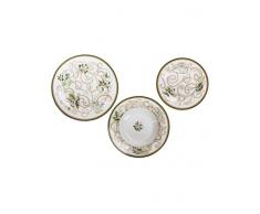 BRANDANI SERVIZIO TAVOLA PIATTI 18PZ PORCELLANA FILO D ORO NATALIZIO NATALE