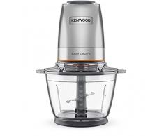 Kenwood EasyChop+ CHP62.400SI, Tritatutto con Sistema di Lame Quad Blade in Acciaio Inox, Sistema di Controllo, Tritaghiaccio, Ciotola in Vetro da 600 ml, Lavabile in Lavastoviglie, 500 W, Argento