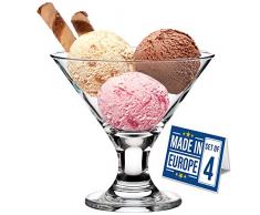 CRYSTALIA 100% SENZA PIOMBO Premium Coppette Gelato Vetro, 185ml Set di 4 Coppa Vetro Per Dessert, Coppe Gelato con Piedi Coppette Vetro Dessert, Ciotole Gelato, Sorbet, Budino, Bicchieri per Sorbetto