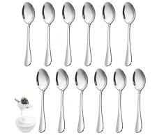 12 Pezzi Cucchiaini da Caffè in Acciaio Inox, Cucchiaini da Tè 14cm, Cucchiaino da Dessert, Lavabili in Lavastoviglie, lucidato a Specchio, Cucchiaini lunghi, Cucchiai per Famiglie, Ristoranti, Mense