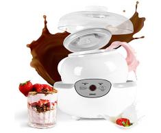Duronic YM1 Yogurtiera elettrica automatica – 1 vasetto in ceramica da 1.5 litri - Macchina per yogurt con display digitale timer impostabile - Ideale per preparare yogurt fatti in casa