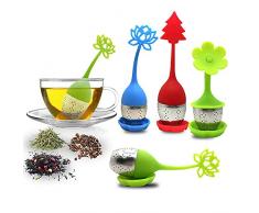 Infusore per tè con vassoio incluso set di 5, manico in silicone Sourceton IN ACCIAIO INOX filtro per tè filtro sciolto Steeper