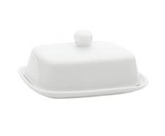 BELLE VOUS Burriera Ceramica Bianca con Coperchio - Portaburro da Tavola in Porcellana con Manico - Porta Burro Frigorifero con Coperchio Che Si Adatta a Burro Piccoli e Grandi
