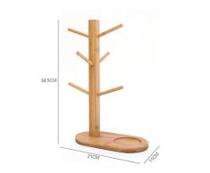Xinxinchaoshi-Portatazze con Vassoio Bamboo e Wood Rack Portabicchieri Stendino Staffa Drenaggio Scaffale Rack