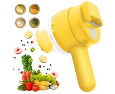Tagliaverdure elettrico portatile multifunzionale, tritacarne portatile senza fili, affettatrice di verdure da cucina tagliatrice per cubetti per carne di cipolla di peperone allaglio (Yellow)