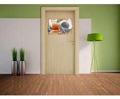 Marmellata di arance arancio nero / bianco svolta in legno nel look 3D, parete o formato adesivo porta: 62x42cm, autoadesivi della parete, autoadesivo della parete, decorazione della parete