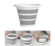 Barrageon Secchio Acqua Pieghevole 10L Bucket Portatile Silicone Collapsible Telescopico Secchiello Salvaspazio Domestico Cucina Pulizie Autolavaggio Viaggio Campeggio Pesca – Grigio