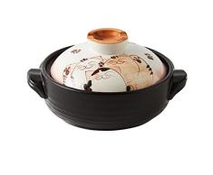 Casseruola in Ceramica Donabe Giapponese, Pentola Di Terracotta Resistente Alle Alte Temperature Pentola Calda Con Coperchio Per La Cottura Shabu Shabu,1.5L