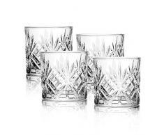 Set di 4 bicchieri da whisky | Bicchieri da whisky vintage | Bicchieri di alta qualità | Set regalo in vetro | Brandy, Scotch Gin Bicchieri | M&W