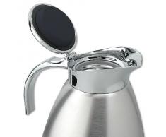 Isosteel VA-9344K - Caraffa termica da 0,6 l in acciaio inossidabile 18/8, con coperchio a ribalta per l'utilizzo con una sola mano, lavabile in lavastoviglie
