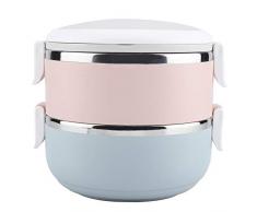 DEWIN Porta Pranzo Termico,Porta Pranzo Acciaio Contenitore Termico per Alimenti in Acciaio Inossidabile Portatile Contenitore per Alimenti Bento Box (2 Strati)