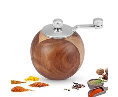Macina Pepe,Macina Sale e Pepe,Macinapepe Manuale per Legno,Macinacapepe Manuale In Acciaio Inox,Macinaspezie Manuale,Macinapepe Smerigliatrice in Legno,10×8 cm