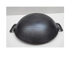 DYXYH Pentola Wok in ghisa a Doppio Orecchio Senza Rivestimento Classico Antiaderente da Campeggio allaperto Fornello a Gas Cinese Pentole Wok Padella Padella
