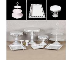 SHIOUCY 9 Pezzi Decorazione Torta Espositore, Torta Compleanno Matrimonio Decorazione Torta per Feste Matrimonio Rotondo Stratificazione Display per Torta Ciondolo di Cristallo Alzata per Torta