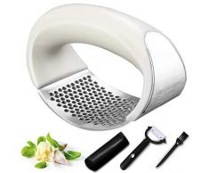 MYVIT Spremiaglio da cucina in acciaio inox di grado alimentare, per zenzero, cipolla, sbuccia aglio, spremiaglio professionale, facile da pulire, 4 pezzi…