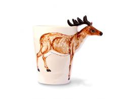 YTONG STORE 3D Animale caffè Tazze Mug En Ceramica Porcellana, Dipinta a Mano Tazze di caffè, Tazza di Bevanda 400 ml, Ideale Regalo di Natale per Uomo Donna Bambini (Cervo Sika)
