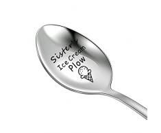 KEYCHIN - Cucchiaio in acciaio INOX con incisione per papà, mamma, papà, nana, sorella, gelato e cucchiaio, ideale come regalo