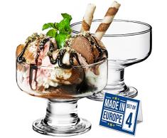 CRYSTALIA Premium Coppette Gelato Vetro 265ml Set 4 100% SENZA PIOMBO Coppetto Vetro Dessert Cup Coppette Dessert Vetro, Ciotele per Gelato Budini e Snack, Coppa Gelato, Coppette da Gelato in Vetro