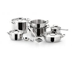 Lagostina Sfiziosa Set di Pentole Induzione, Gas e Forno in Acciaio Inox 18/10, 13 Pezzi, Fondo Lagoseal Plus Triplo Strato, Batteria Pentole con 4 Casseruole, 2 Pentole, 4 Coperchi, 3 Utensili Cucina
