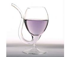 Brandy Pipe Sipping Glass Port Pipe Port Sipper tazza di vino tazza con cannuccia tubo bevente, utilizzare il beccuccio per sorseggiare il porto dal fondo del bicchiere, 2 pezzi bianco
