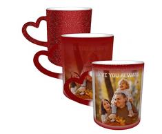 Naispanda Tazza Magica Con Foto Personalizzata, Tazze Con Testo Personalizzate Tazza Da Caffè Cambia Colore Tazza Da Tè Al Latte Regali Originali Personalizzati Per Famiglia Coppia - Rosso