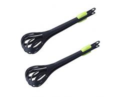 litty089 Frullino per Uova, 2 Pezzi Frusta Manuale per Uova Frullatori per Panna Miscelatori Pinze per Alimenti Utensili da Cucina Nero