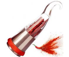 Macina Peperoncino (pezzo di design affilato) tagliatore di Spezie con unità di taglio in acciaio inox - taglia anche altre erbe grossolane - a forma di peperoncino - molto originale - 80ml rosso