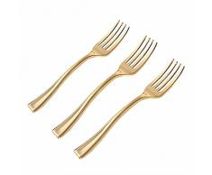 Forchetta in plastica 9,8 cm oro rosa cucchiaio da dessert metallizzato mini spork oro dessert Spork (oro mini forchetta 24 pezzi)
