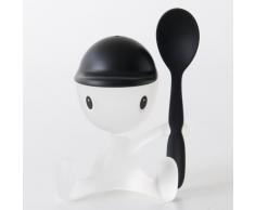 A di Alessi ASG23 B Cico Portauovo con Spargisale Personale e Cucchiaino in Resina Termoplastica, Bianco/Nero