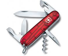 Victorinox Spartano Coltello da Tasca, 12 Funzioni, Lama, Cavatappi, Apriscatole, Rosso Trasparente