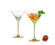 Sziqiqi Bicchieri da Martini Martini Cocktail Set di 2, Bicchieri da Vino per Martini Cocktail Margarita, Bicchieri da Martini Martini per Centrotavola Feste Bar, 7,8 oz, Oro