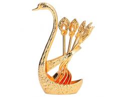 Porta cucchiaini da caffè, elegante design a rilievo in lega di zinco a forma di cigno.(Oro)