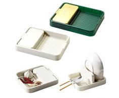 KyeeaDIY 2 Poggia Poggiamestolo con Supporto Ripiano Utensili da Cucina Fornello Coperchio con Salvagoccia Porta Appoggia Cucchiaio per Bancone da Cucina Organizer per Mestoli (Portacoperchio pentole)