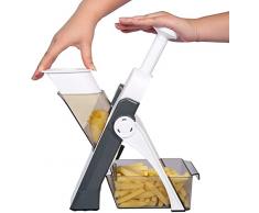 JCRYR100W Affettatrice Manuale-Mandolina Affettatrice 4 In1 Affettatrice Manuale Tagliaverdure, Multifunzione Grattugie per Formaggio Set con Lame Regolabili Grattugia