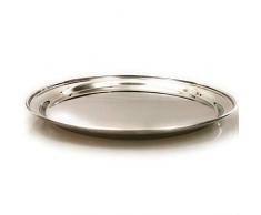 Kerafactum Vassoio rotondo da portata | Vassoio da portata | Vassoio da portata | Elegante vassoio rotondo in acciaio inox con bordo zigrinato | Piatto da portata | Lavabile in lavastoviglie Ø 30