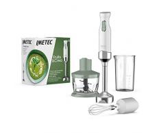 Imetec Frulla&Crea Frullatore a Immersione, 3 Accessori, Tritatutto, Frusta e Bicchiere BPA free, Piede Large, 2 Velocità, 1000 W, 15000 Giri Minuto