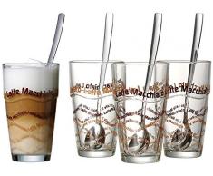 Ritzenhoff & Breker 124200 Latte Macchiato - Set di 8 Pezzi, Bicchieri + cucchiaino