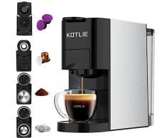 KOTLIE Macchina Da Caffè Capsule,4 in1 Macchina Da Caffè Espresso Compatibile with Nespresso/Dolce Gusto/Powder/ESE Pod,19 Bar,0.8L Serbatoio dellacqua rimovibile,Nero