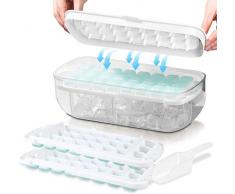 Ghiaccio Stampo, Lecone Stampo per Cubetti di Ghiaccio con Coperchio, 48 Cubetti di Ghiaccio, Ghiaccio a Rilascio Rapido, Senza BPA Stampi Ghiaccio