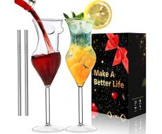 Body Bicchieri da cocktail 200 ml Novità Bicchieri da vino rosso Set di 2 Bicchieri Martini Bicchieri da Gin Set regalo per feste, casa e bar