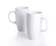 Panbado Servizio di Tazze da Caffè 2 pz Servizi da Caffè in Ceramica Set di Caffè Servizio da Tè Mugs in Porcellana Tazze Grande - Colore di Bianco - Design Moderno - 5 - 550 ml