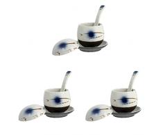 HEMOTON 3 Set di Noodle Manzo Ramen Spuntino Crema Famiglia Cucina Dolsot Piatto da Portata Vintage Zuppa Pentola Gres Piattino da Dessert- Dessert Giapponesi Porcellana Senza Coperchio