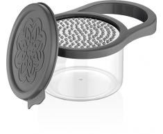 Grattugia per formaggio, grattugia per parmigiano, formaggio e parmigiano, con contenitore di raccolta, grattugia per verdure, in acciaio inox e plastica (petrolio)